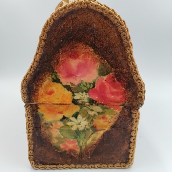 VINTAGE Handmade Holly Hobbie Paper Mache Decoupage Purse Lunchbox Kitsch - Picture 8 of 16